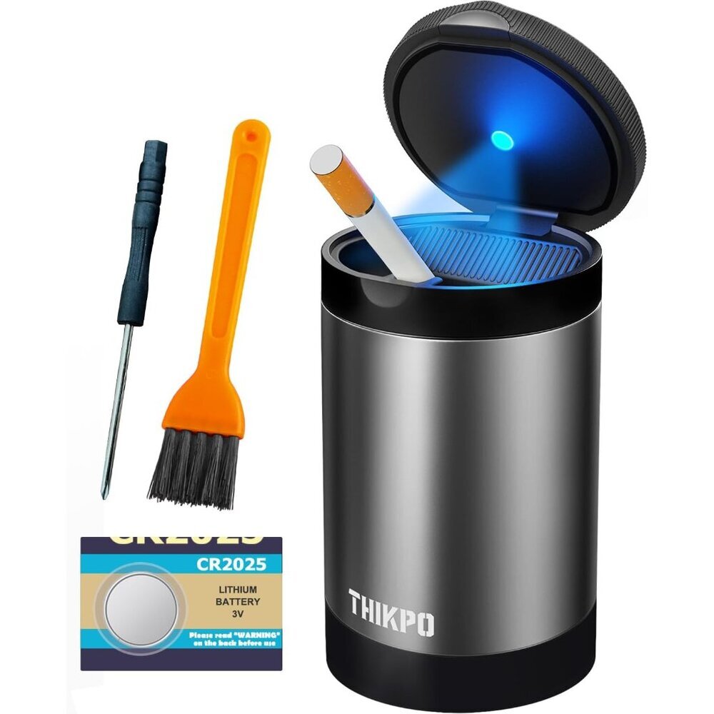 Detachable Mini Car Ashtray with LED Light – Perfect for 60-80 Cigarette Butts